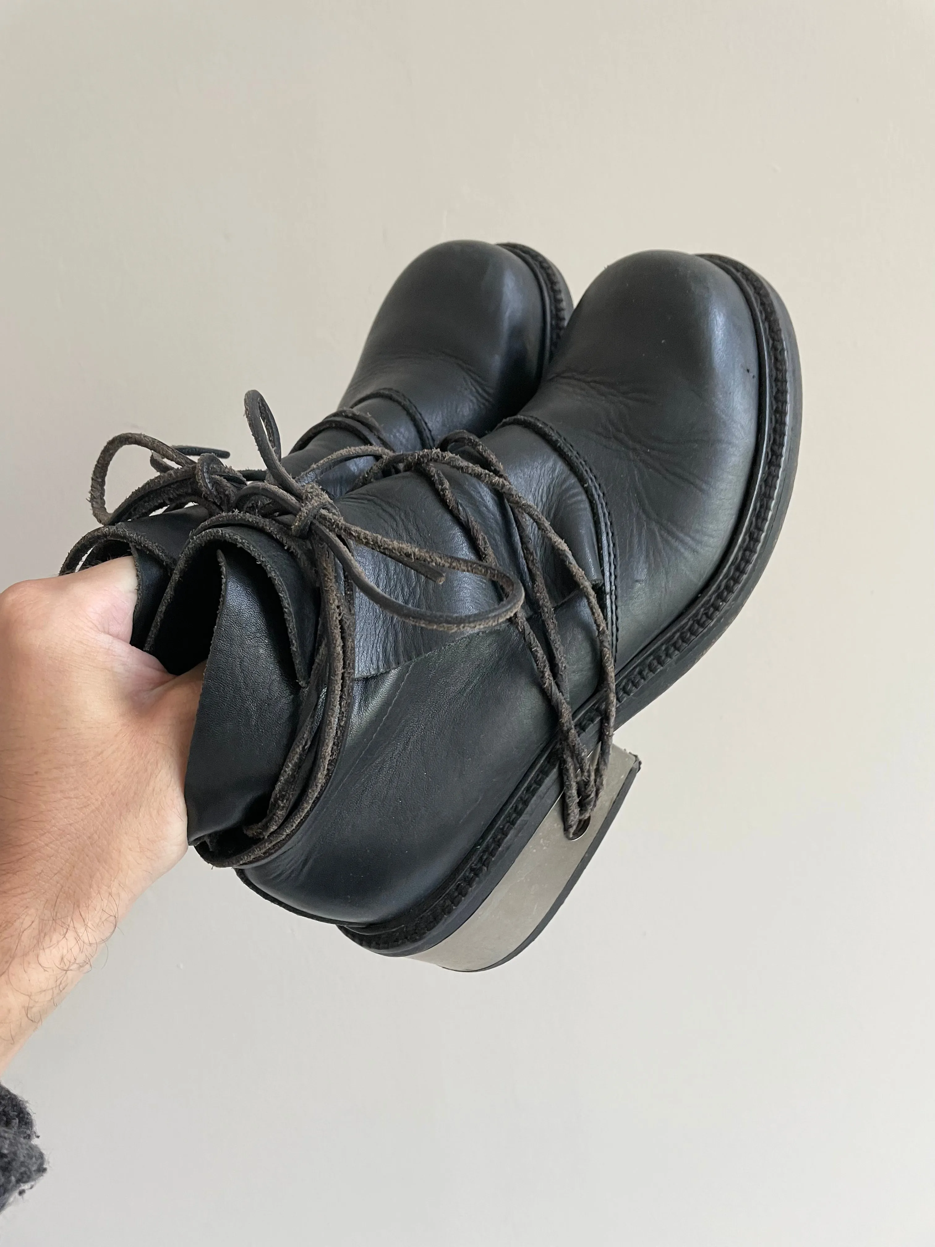 1990s Dirk Bikkembergs laces through metal heel boots