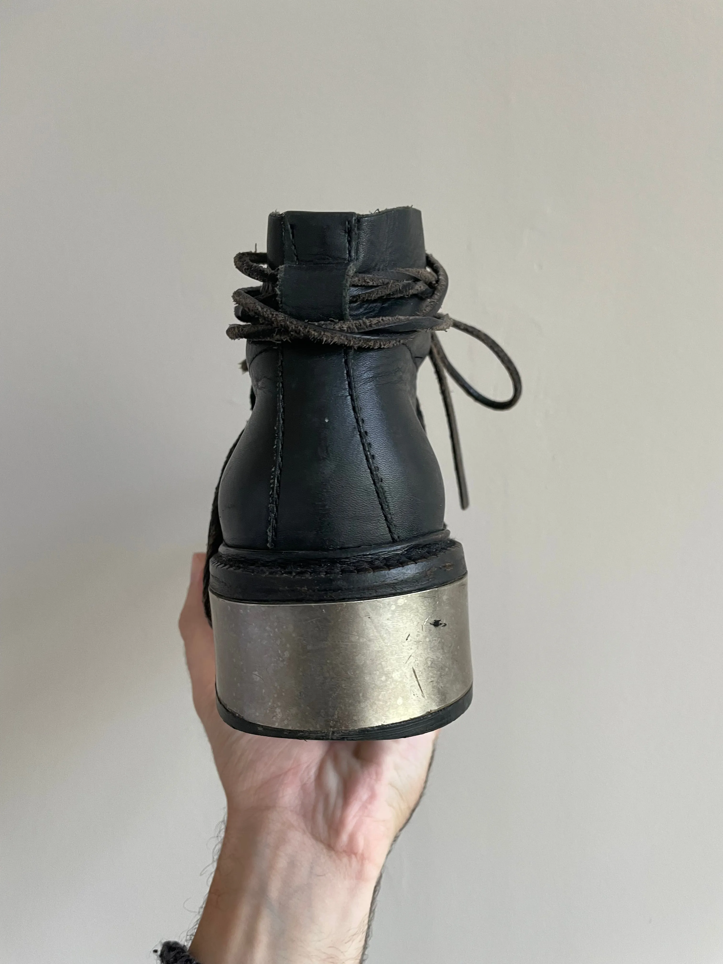 1990s Dirk Bikkembergs laces through metal heel boots