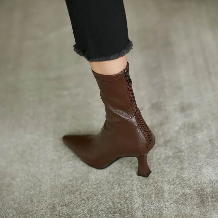 2025  Keep it heavy! Huge good-looking~ Classic black pointed-toed thin-heeled thin socks boots, high-heeled elastic short boots, single boots for women