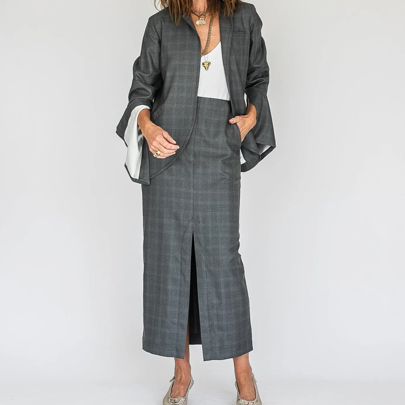3 Degrees Skirt Grey Check