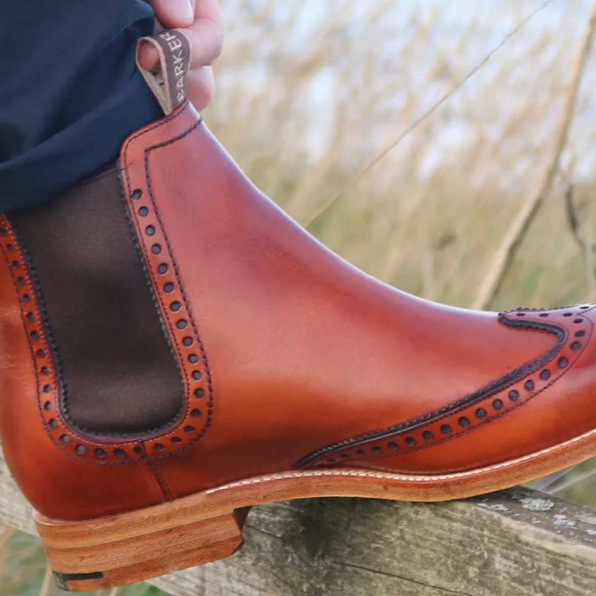 40% OFF BARKER Moreton Chelsea Boots - Mens - Antique Rosewood / Navy - Size: UK 7