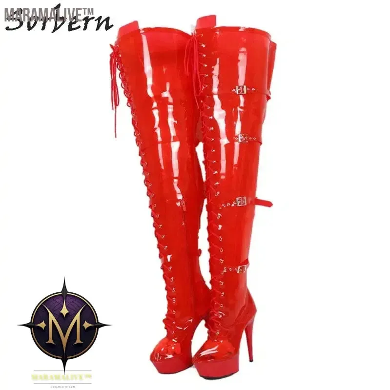 75Cm Thigh High Long Boot Women Purple Shoes High Heels Bed Footwear Size 10 Spring Booty Fetish Heels Platform