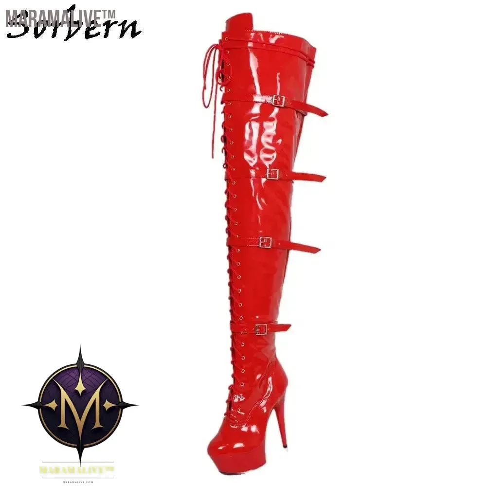 75Cm Thigh High Long Boot Women Purple Shoes High Heels Bed Footwear Size 10 Spring Booty Fetish Heels Platform