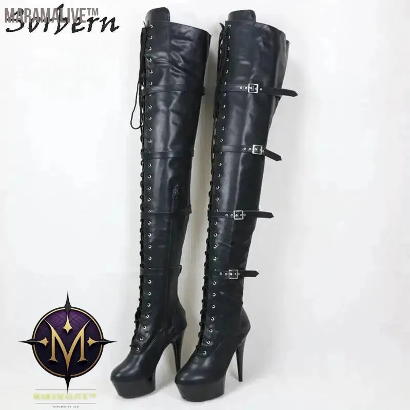 75Cm Thigh High Long Boot Women Purple Shoes High Heels Bed Footwear Size 10 Spring Booty Fetish Heels Platform