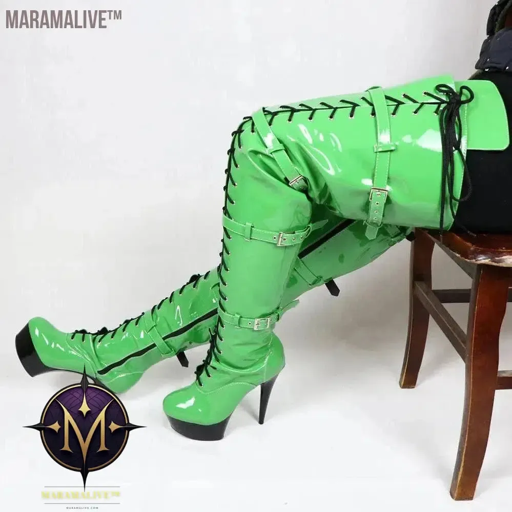 75Cm Thigh High Long Boot Women Purple Shoes High Heels Bed Footwear Size 10 Spring Booty Fetish Heels Platform