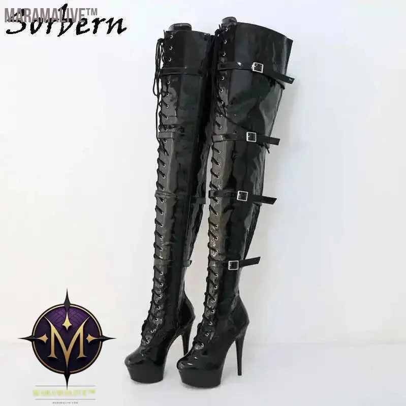75Cm Thigh High Long Boot Women Purple Shoes High Heels Bed Footwear Size 10 Spring Booty Fetish Heels Platform