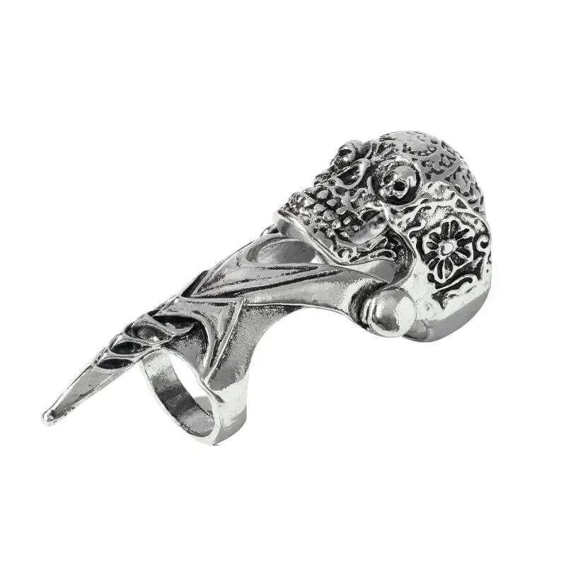 Add a Touch of Gothic Edge to Your Style with Our Skull Gothic Claw Ring Rock Knuckle Punk Ladies Jewelry
