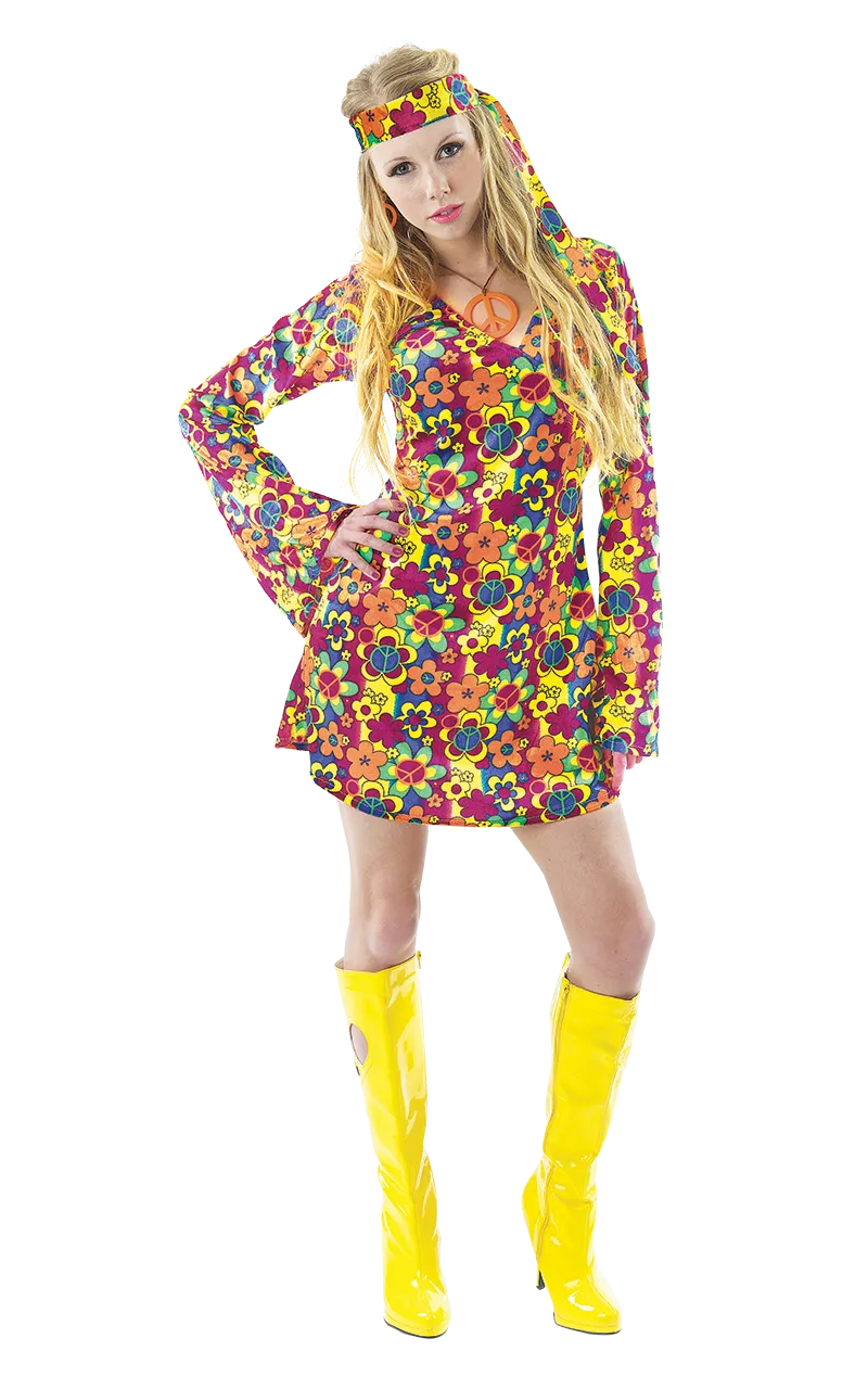 Adult 1960s Flower Power Hippy Costume