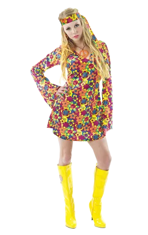 Adult 1960s Flower Power Hippy Costume
