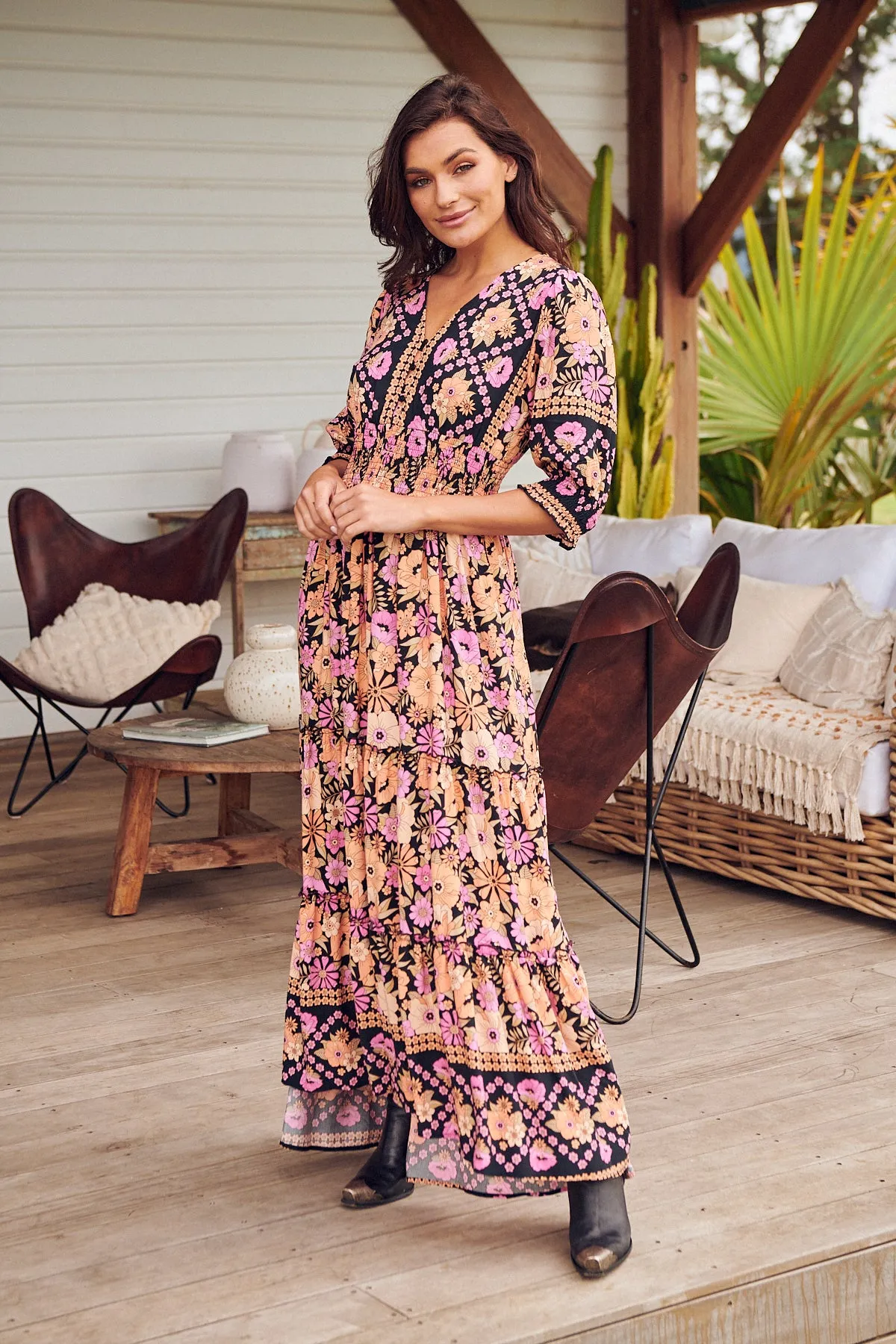 Apricot Blossom Print Chelsea Maxi