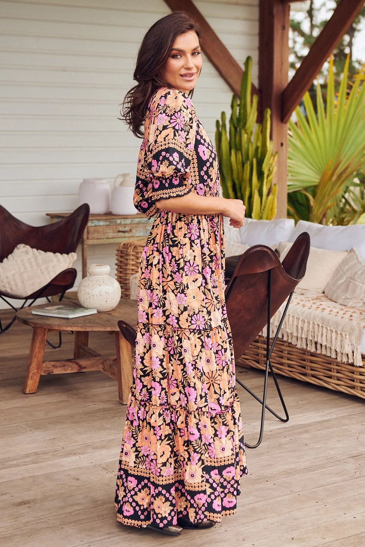 Apricot Blossom Print Chelsea Maxi