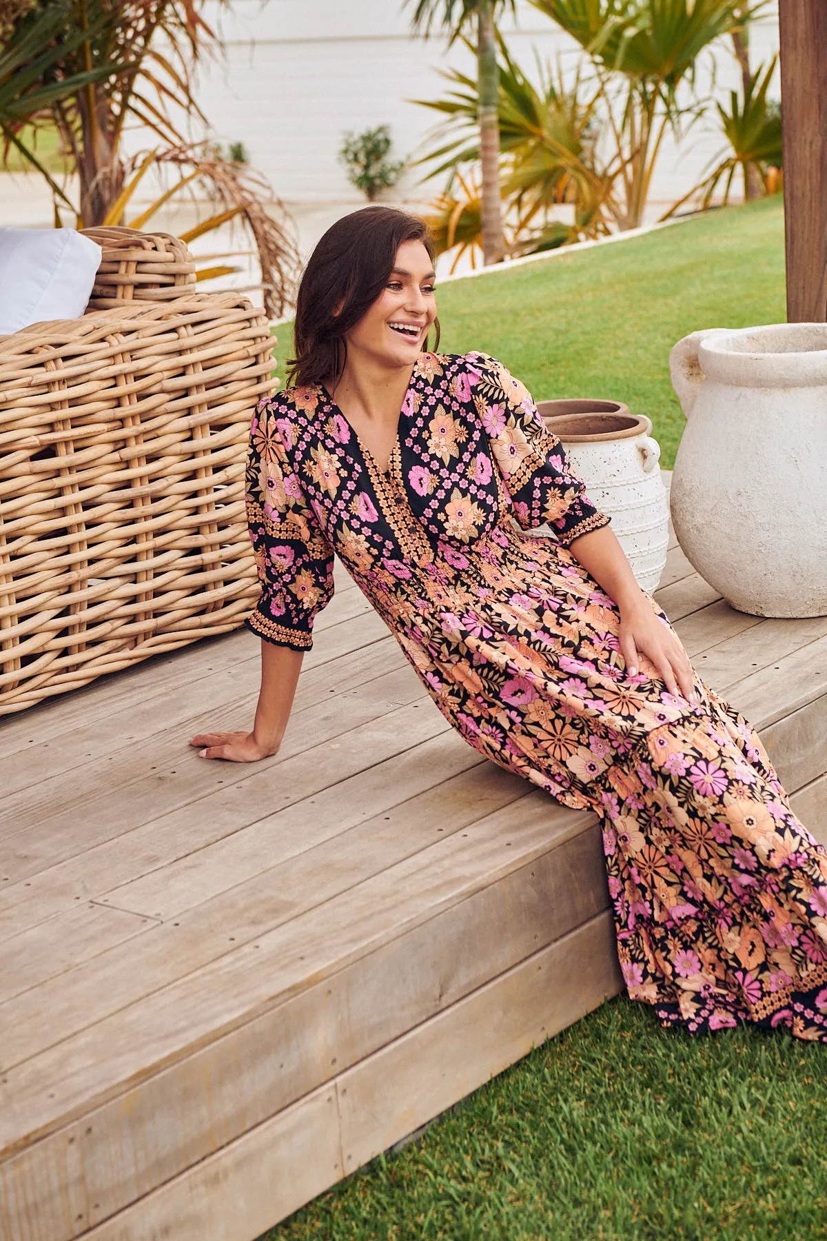 Apricot Blossom Print Chelsea Maxi