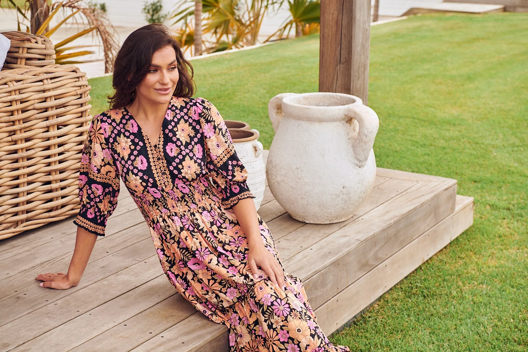 Apricot Blossom Print Chelsea Maxi