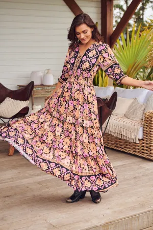 Apricot Blossom Print Chelsea Maxi