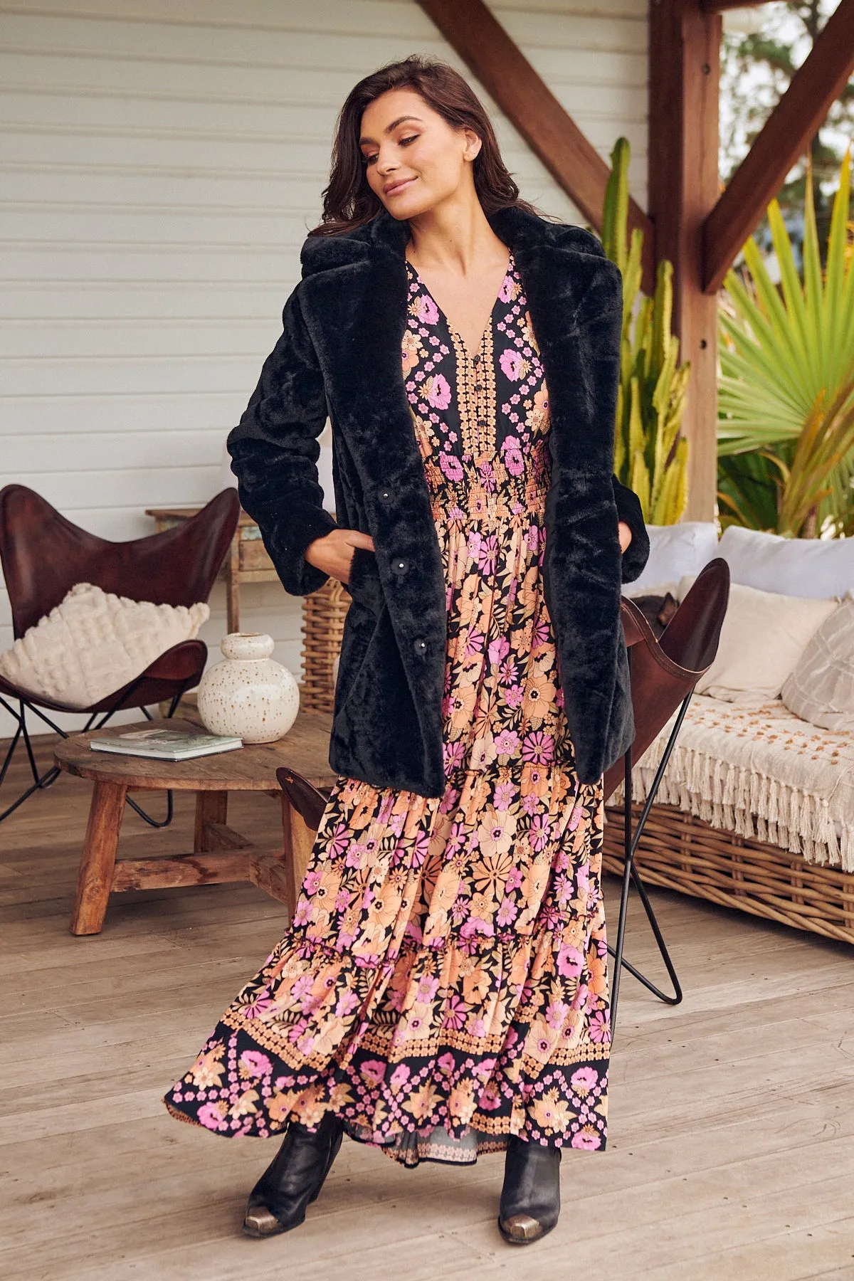 Apricot Blossom Print Chelsea Maxi