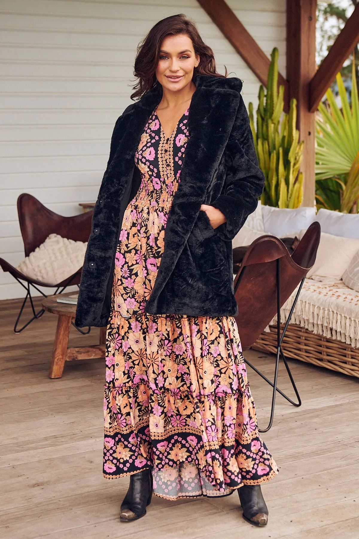 Apricot Blossom Print Chelsea Maxi