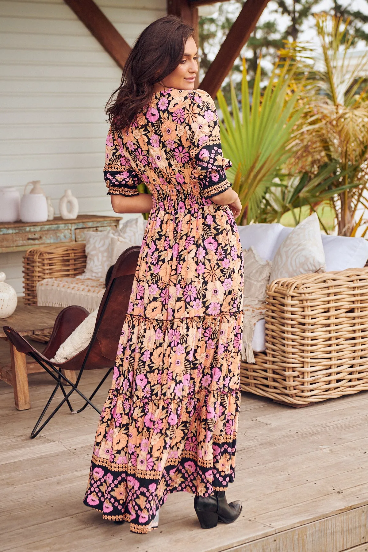 Apricot Blossom Print Chelsea Maxi
