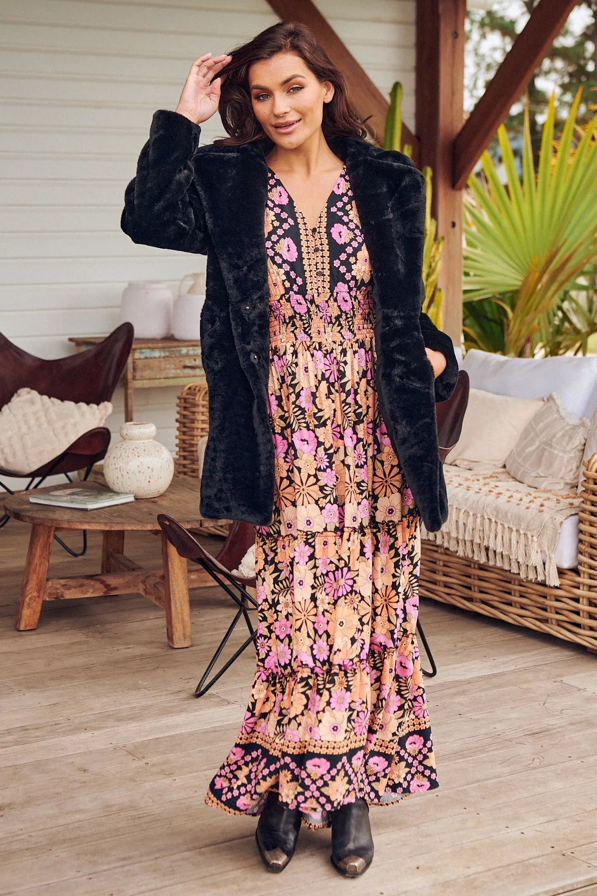 Apricot Blossom Print Chelsea Maxi