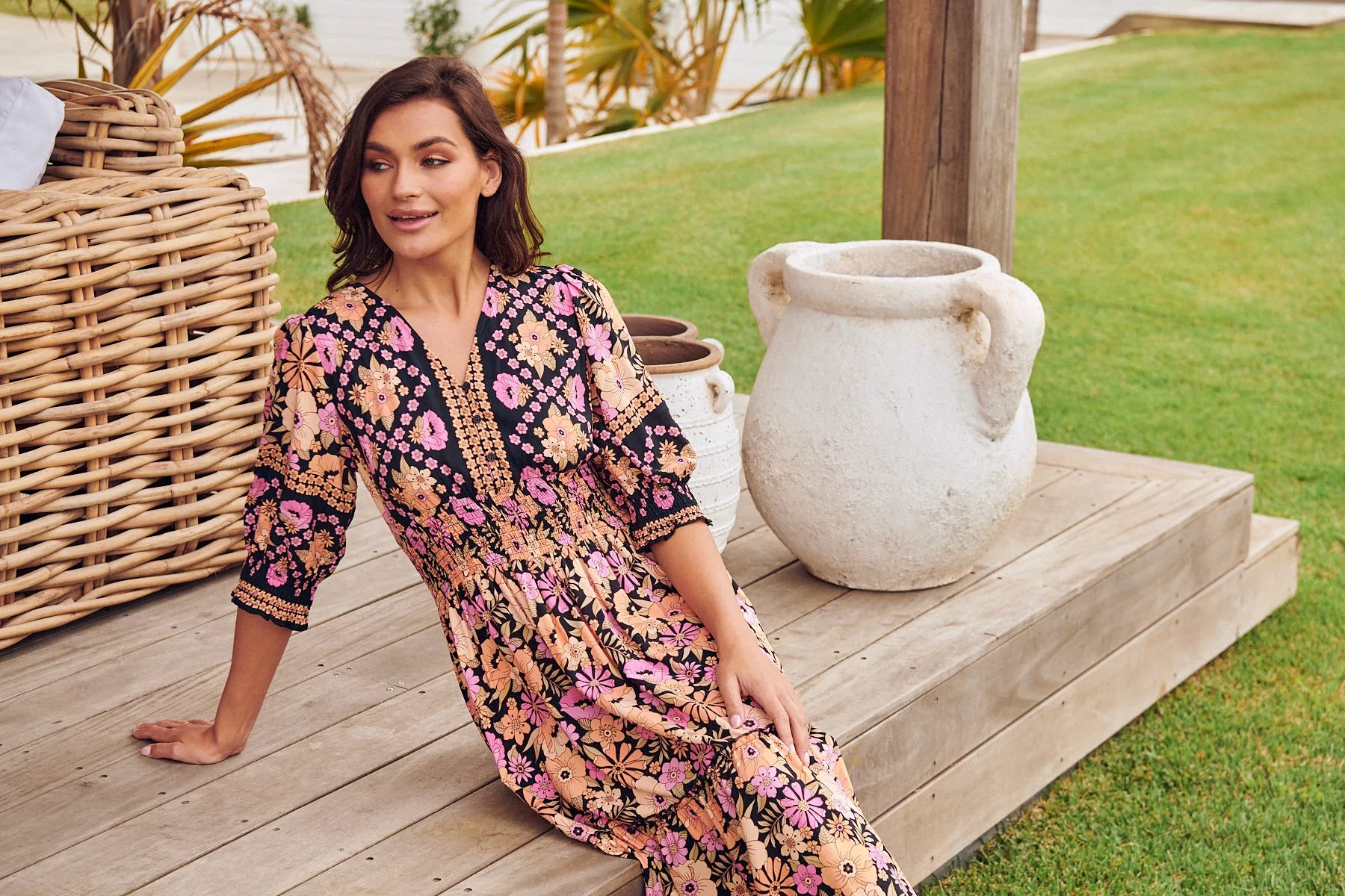 Apricot Blossom Print Chelsea Maxi