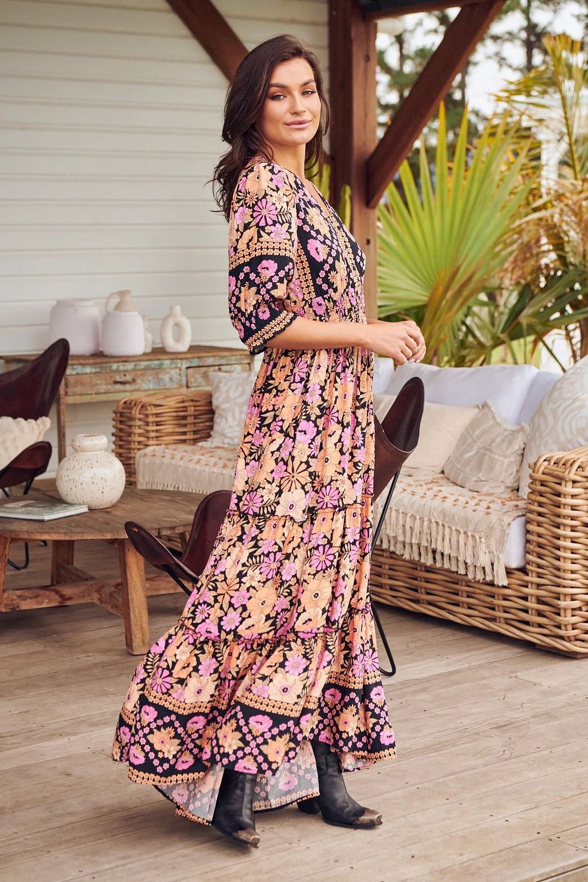 Apricot Blossom Print Chelsea Maxi