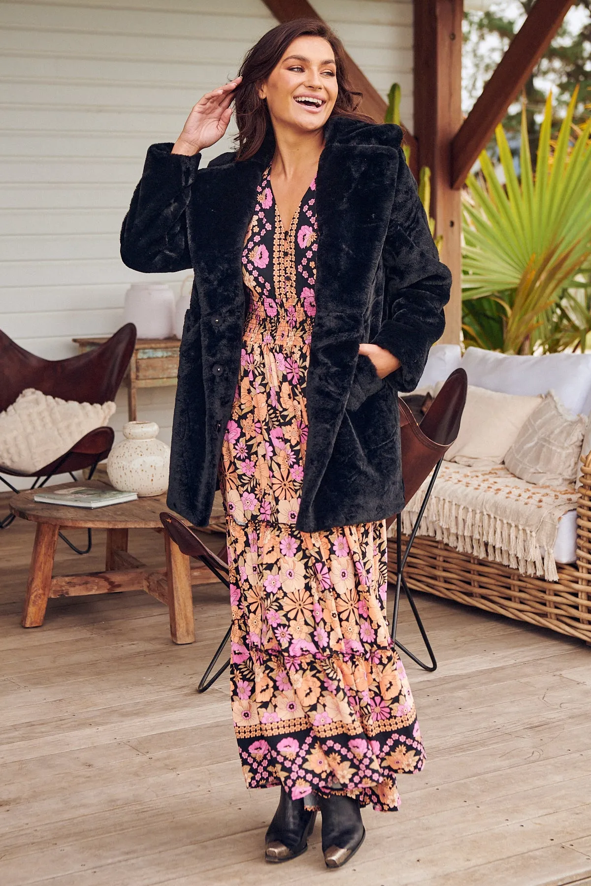 Apricot Blossom Print Chelsea Maxi