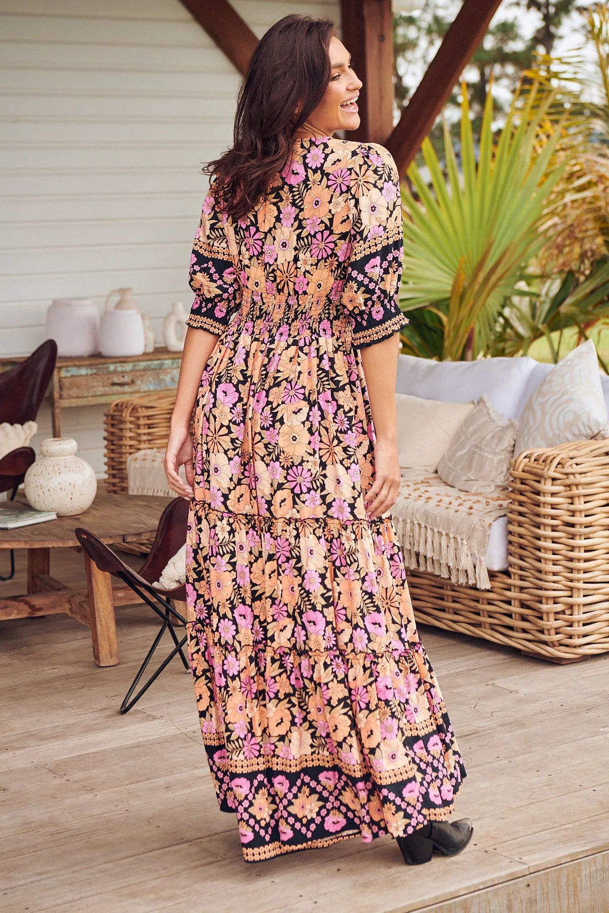 Apricot Blossom Print Chelsea Maxi
