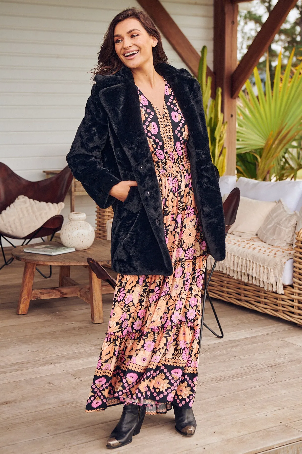 Apricot Blossom Print Chelsea Maxi
