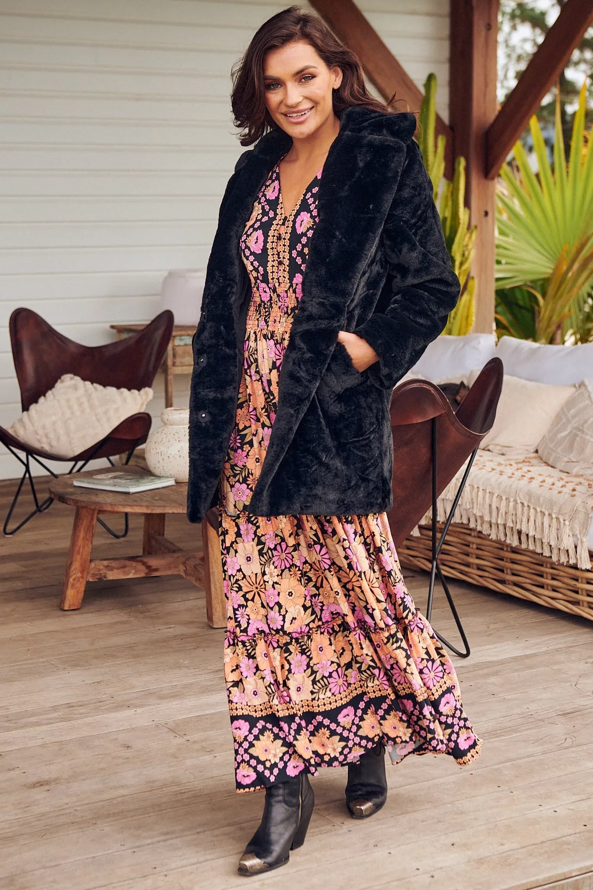 Apricot Blossom Print Chelsea Maxi