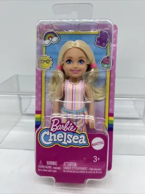 Barbie Chelsea Blonde Girl Doll Stripe Pink Outfit 2020 Pigtails  6” COMBINESHIP