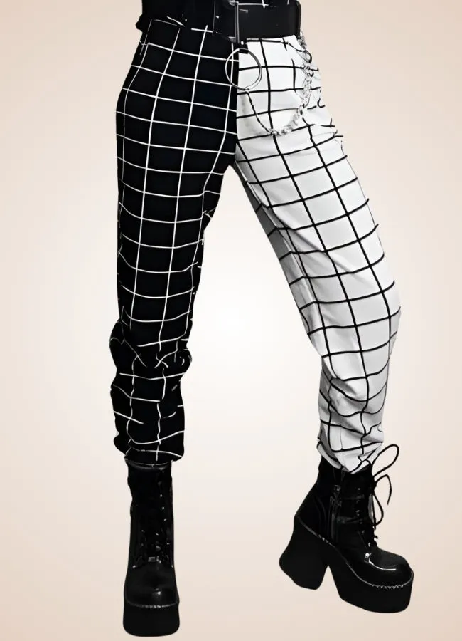 Black And White Steampunk Jogger Pants
