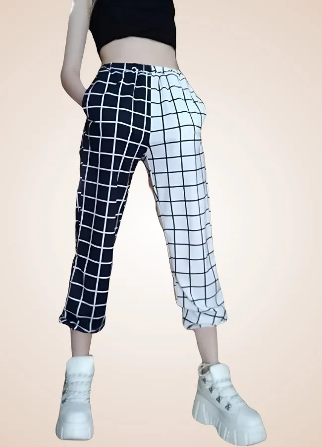 Black And White Steampunk Jogger Pants