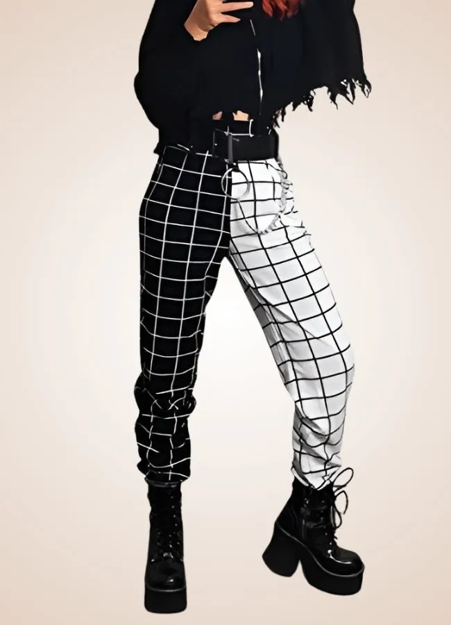 Black And White Steampunk Jogger Pants