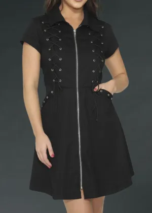 Black Goth Mini Dress with Lacing