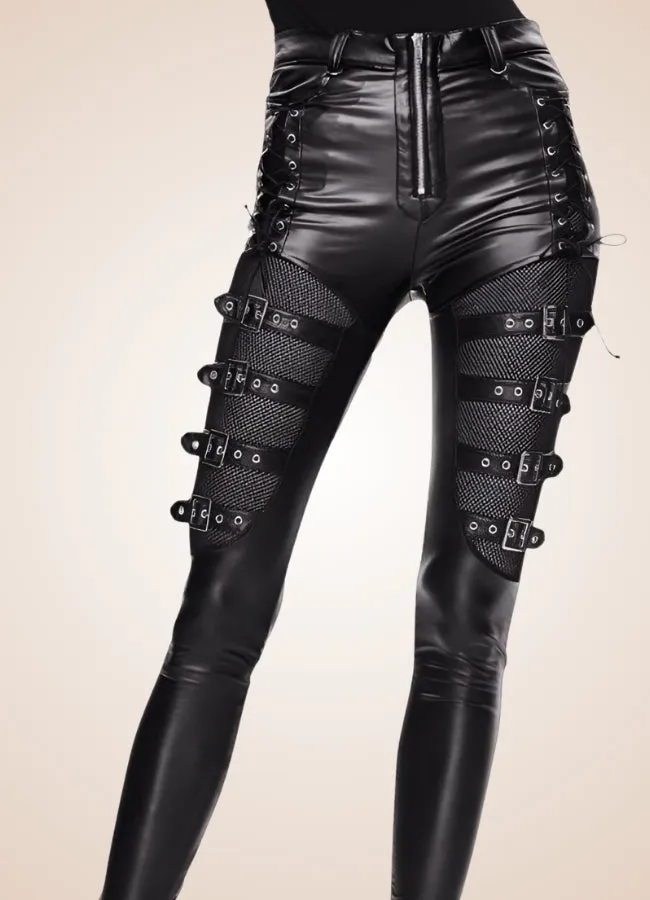 Black Gothic Buckle Pants