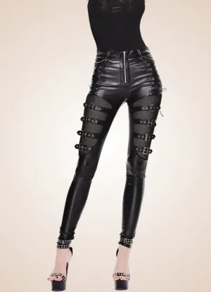 Black Gothic Buckle Pants