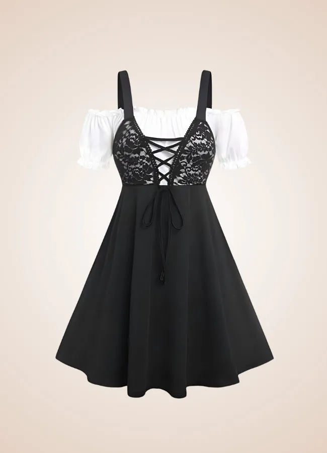 Black Lace Steampunk Dress
