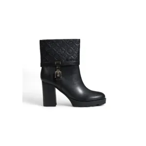 Black Leather Heeled Ankle Boot