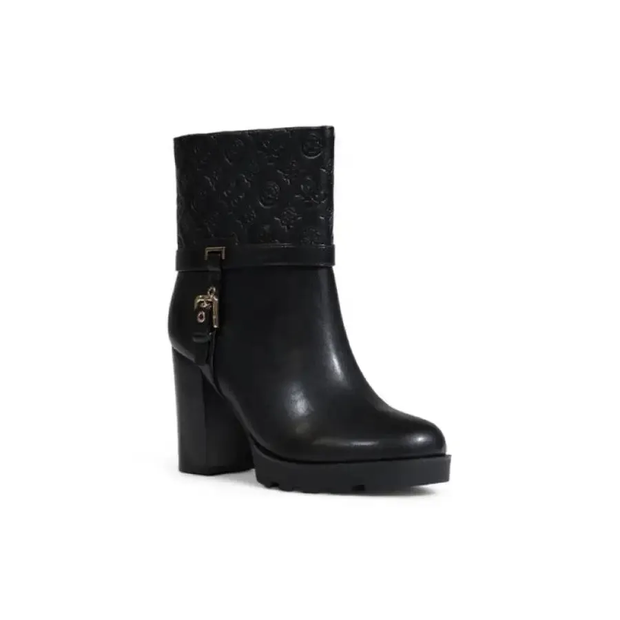 Black Leather Heeled Ankle Boot