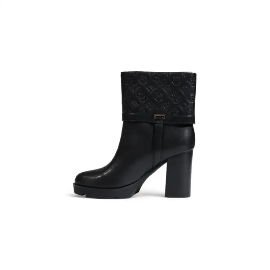 Black Leather Heeled Ankle Boot