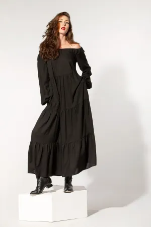 Black Maxi Dress, Off Shoulder Dress, Loose Dress, Gothic Dress, Plus Size Clothing, Oversize Dress, Steampunk Dress, Formal Dress