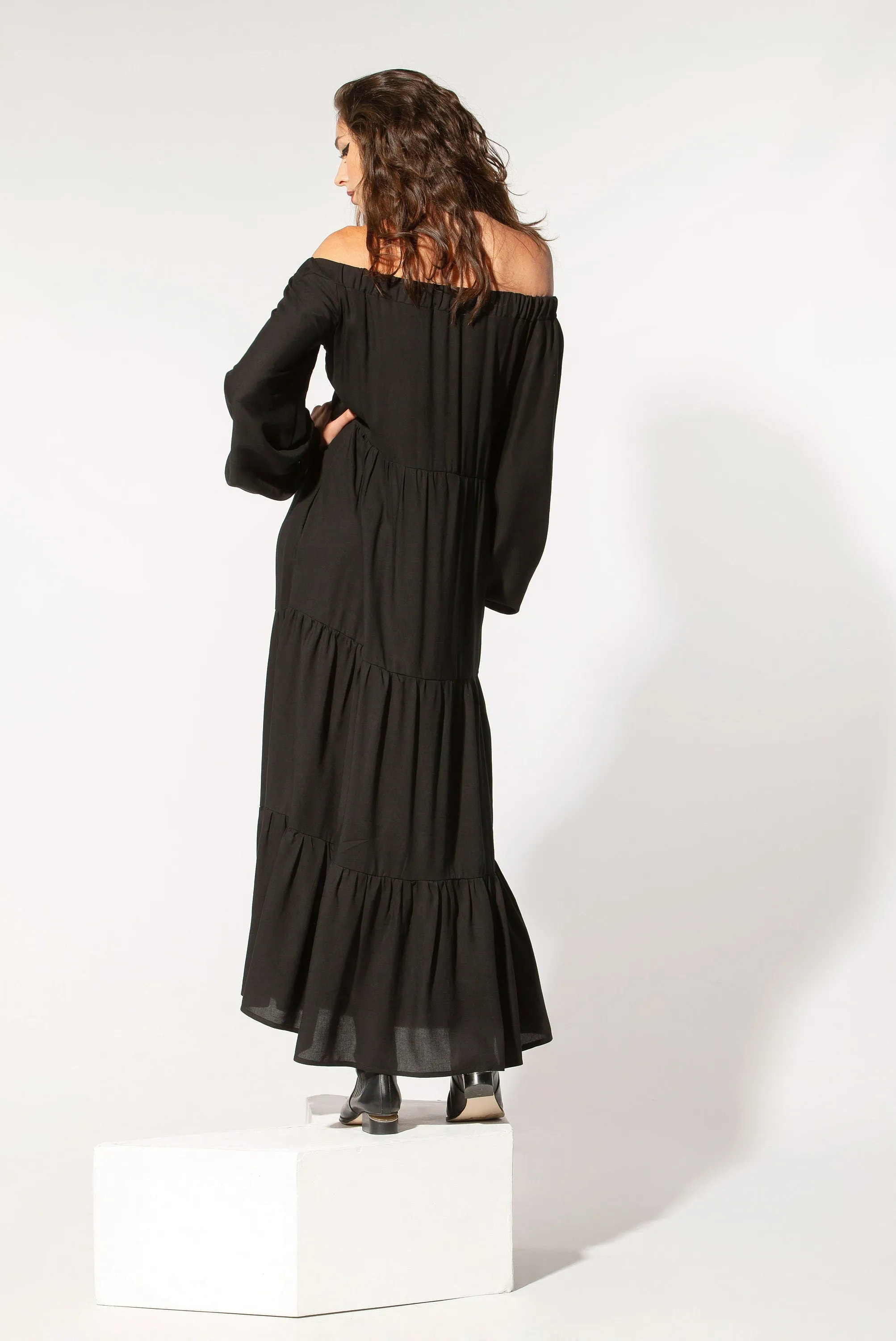Black Maxi Dress, Off Shoulder Dress, Loose Dress, Gothic Dress, Plus Size Clothing, Oversize Dress, Steampunk Dress, Formal Dress