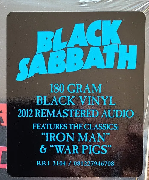 Black Sabbath – Paranoid (2012 Remastered Audio) 180 Gram Vinyl LP Record