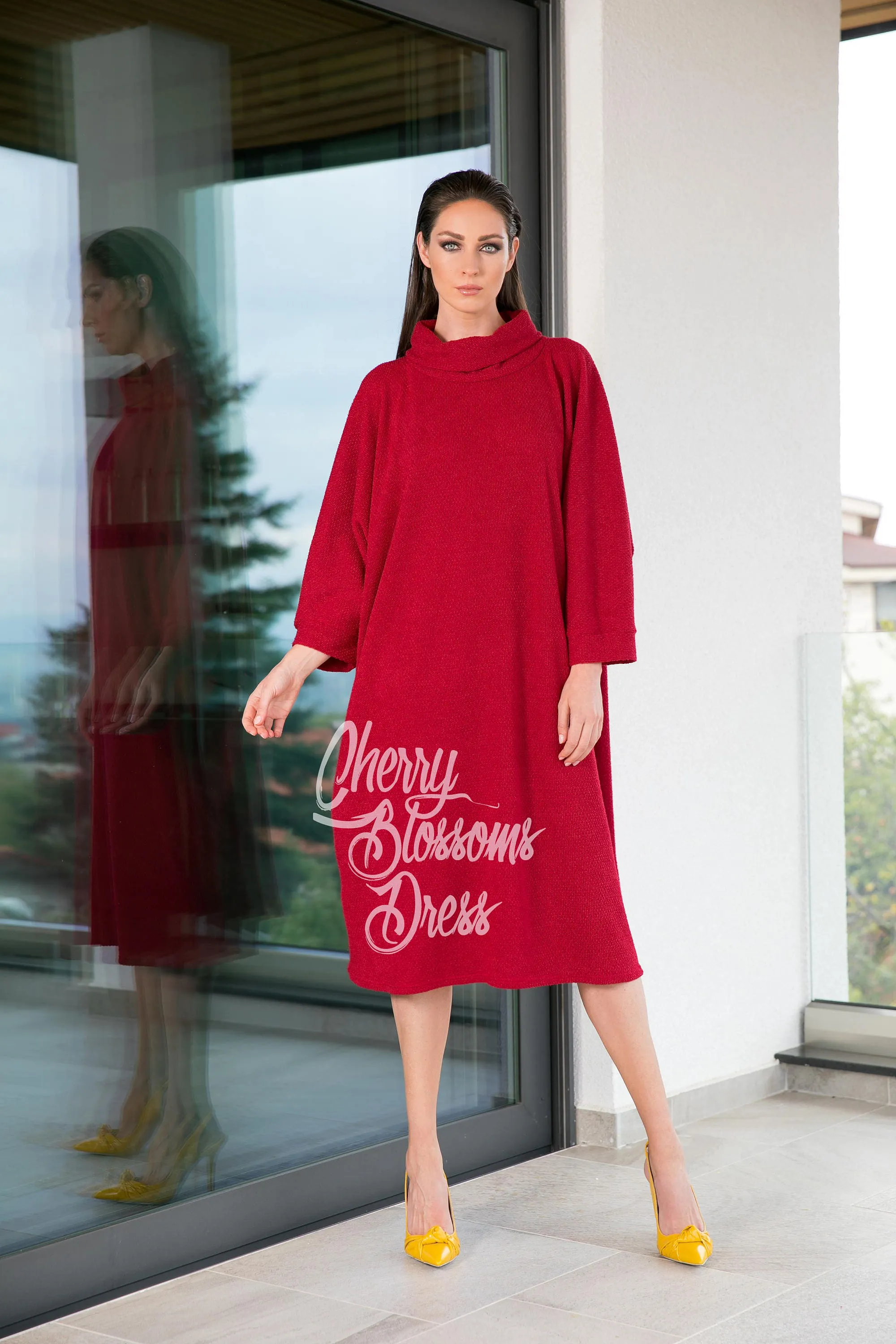 Black Tunic Dress, Sweater Dress, Turtleneck Dress, Plus Size Clothing, Fall Dress, Loose Dress, Winter Dress, Midi Dress, Gothic Clothing