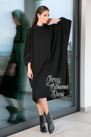 Black Tunic Dress, Sweater Dress, Turtleneck Dress, Plus Size Clothing, Fall Dress, Loose Dress, Winter Dress, Midi Dress, Gothic Clothing