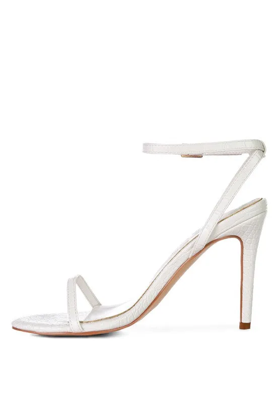 BLONDES Croc High Heeled Thin Strap Sandal