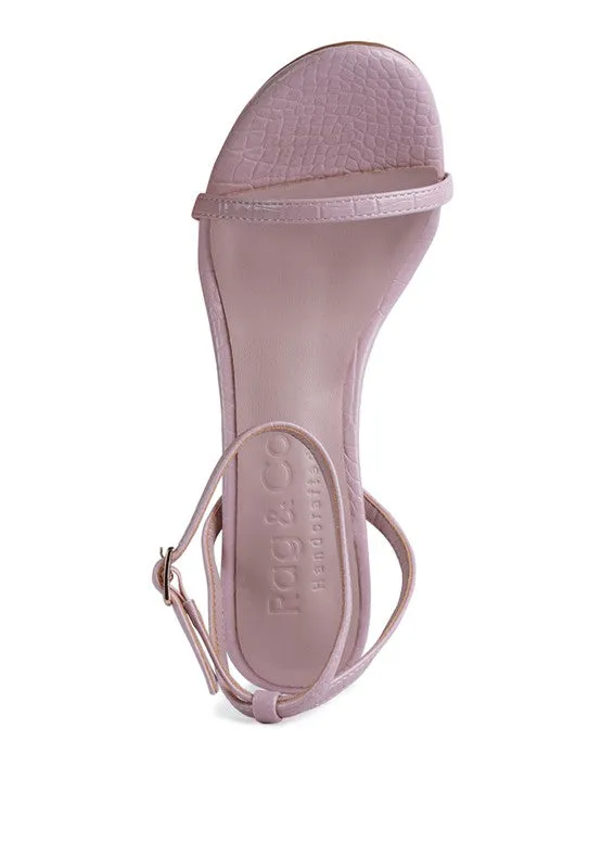 BLONDES Croc High Heeled Thin Strap Sandal