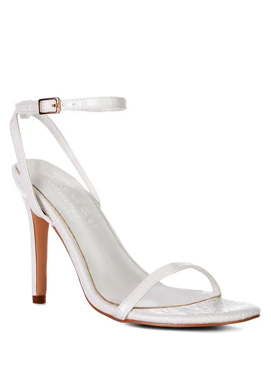 BLONDES Croc High Heeled Thin Strap Sandal