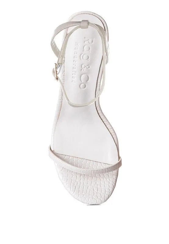 BLONDES Croc High Heeled Thin Strap Sandal