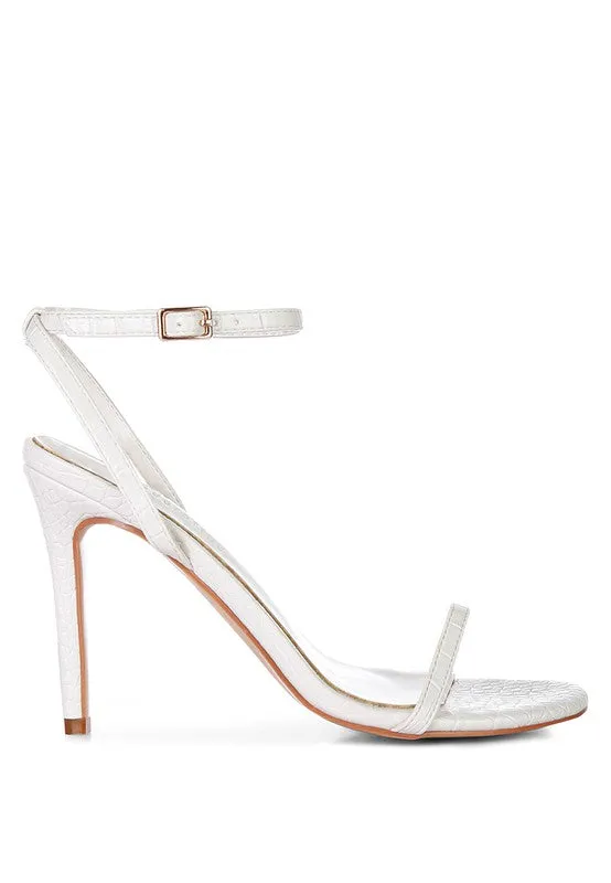 BLONDES Croc High Heeled Thin Strap Sandal
