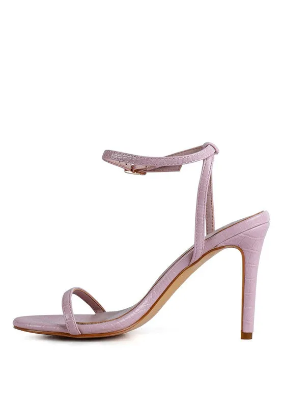 BLONDES Croc High Heeled Thin Strap Sandal